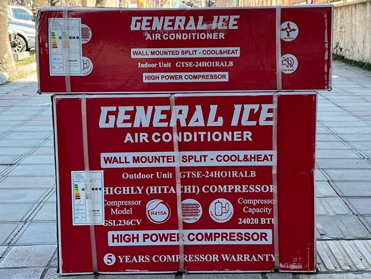 بسته بندی کولر گازی اسپلیت جنرال آیس ۲۴ هزار