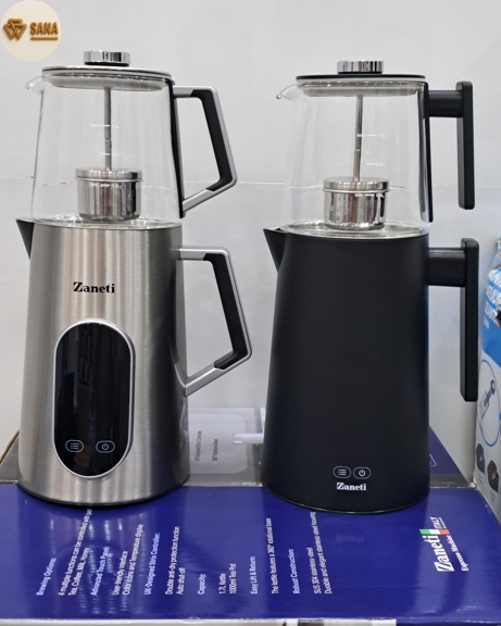 چایساز روهمی زانتی ZHSTMF-17US4KSA، 1500W، کتری 1.7L پیرکس، قوری 1L، گرم‌نگهدارنده 6 ساعت، پایه 360 درجه