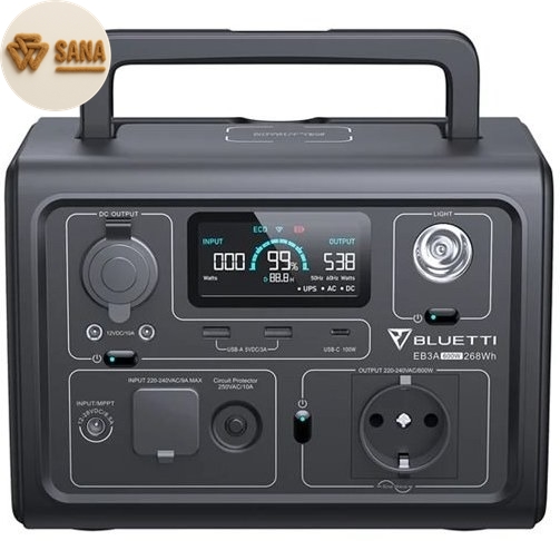 پاور استیشن UPS همراه قدرتمند 600 وات بلوتی مدل BLUETTI EB3A 600W 268Wh دارای 11 پورت خروجی متنوع