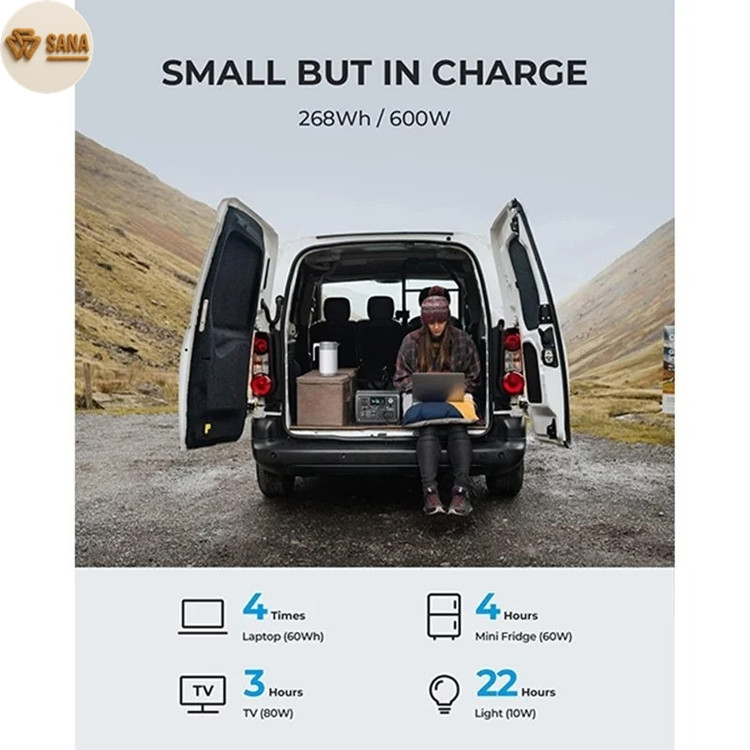 پاور استیشن UPS همراه قدرتمند 600 وات بلوتی نمایشگر LCD هوشمند با اطلاعات کامل